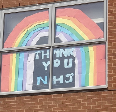 Image for Giant NHS rainbow created at College Mini School for Key Workers