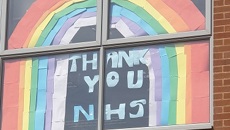 Image for Giant NHS rainbow created at College Mini School for Key Workers