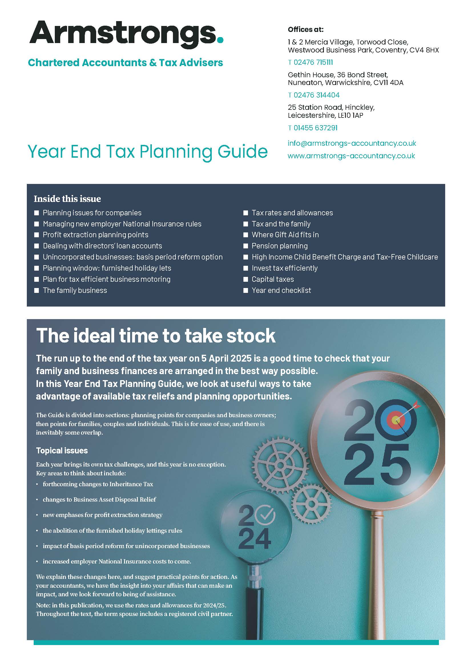 Armstrongs Year End Tax Planning Guide 2024 25